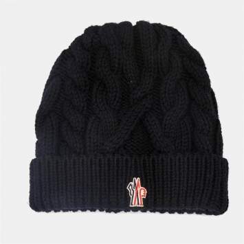Pre Owned Moncler Grenoble Black Wool Knit Beanie