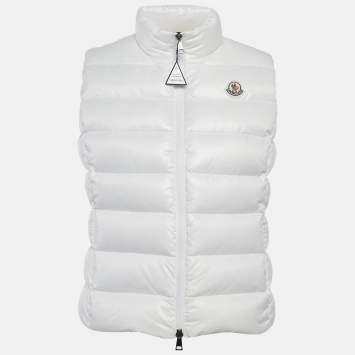 Pre Owned Moncler White Nylon Ghany Down Gilet M