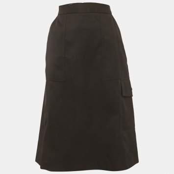 Pre Owned Moncler Black Gabardine Pencil Skirt L