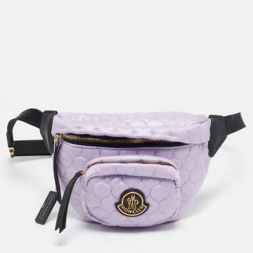 Pre Owned Moncler Lavender/Black Quilted Nylon and Leather Felicie Belt Bag