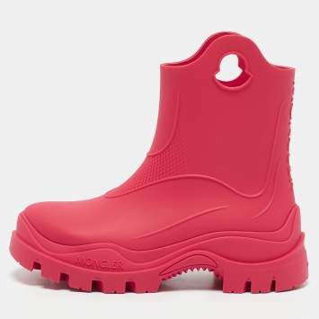 Pre Owned Moncler Pink Rubber Misty Rain Boots Size 35