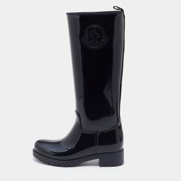 Pre Owned Moncler Black Rubber Ginger Rain Boots Size 36