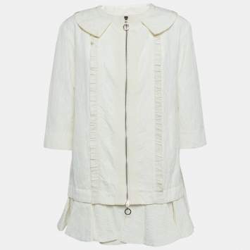 Moncler Off White Floral Jacquard Elea Jacket S