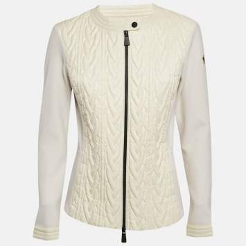 Pre Owned Moncler Off-White Nylon Quilted Down Jacket L
