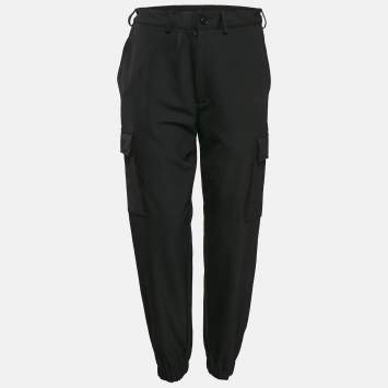 Pre Owned Moncler Black Gabardine Cargo Pants M