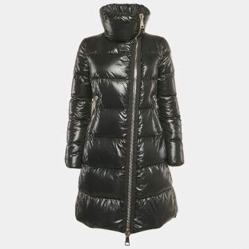 Pre Owned Moncler Black Nylon Zip-Up Puffer Down Jacket S
