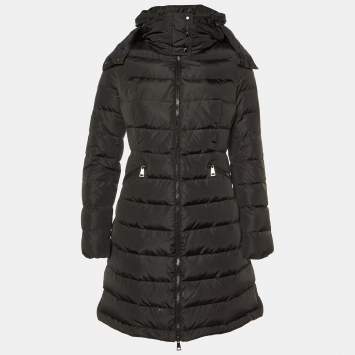 Pre Owned Moncler Black Nylon Flamette Quilted Coat XS