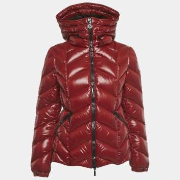 Pre Owned Moncler Red Synthetic Down Jacket M