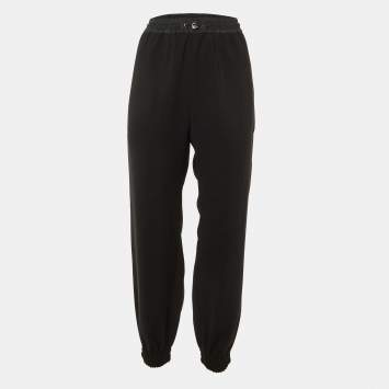 Pre Owned Moncler Black Crepe Track Pants XS