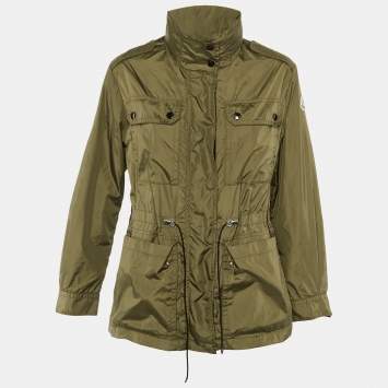 مملوكة مسبقًا Moncler Olive Green Nylon Logo Patch Agde Jacket S