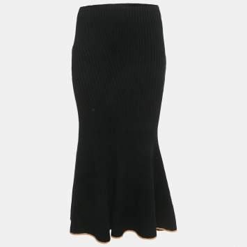 Pre Owned Moncler Black Knit Gonna Tricot Midi Skirt S