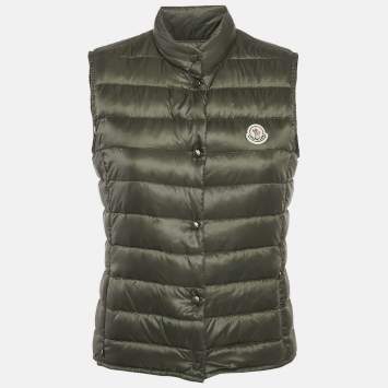 مملوكة مسبقًا Moncler Olive Green Sleeveless Puffer Down Liane Gilet S