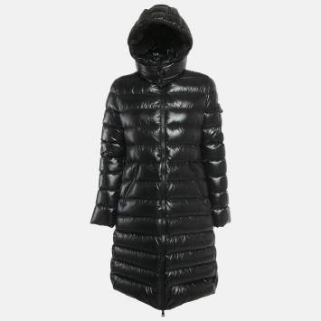 Pre Owned Moncler Black Nylon Hooded Puffer Down Jacket M