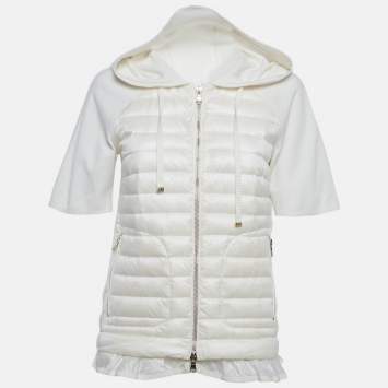 Pre Owned Moncler White Nylon Quilted Down Jacket XS