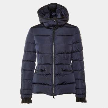 Pre Owned Moncler Navy Blue Quilted Hooded Betula Jacket S