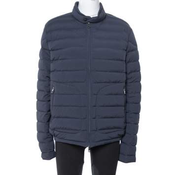 Pre Owned Moncler Navy Blue Down Quilted Zip Up Acorus Jacket xl
