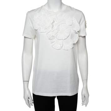 Pre Owned Moncler Genius White Cotton Applique Detail Simone Rocha T-Shirt S