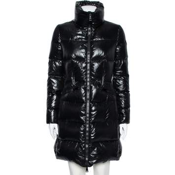 Pre Owned Moncler Black Down Quilted Jasminum Giubbotto Long Puffer Jacket M