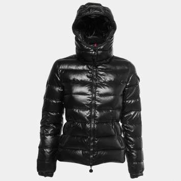 Pre Owned Moncler Black Down Synthetic Bady Giubbotto Zip Front Jacket S