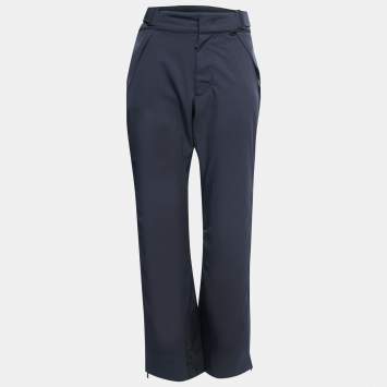 Pre Owned Moncler Navy Blue Synthetic Logo Embroidered Sportivo Ski Pants S