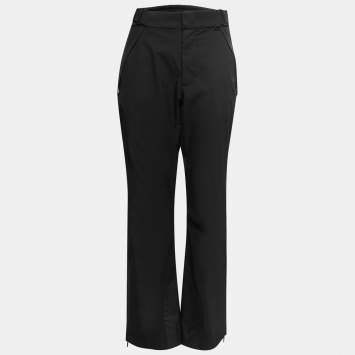 Pre Owned Moncler Black Synthetic Logo Embroidered Sportivo Ski Pants M