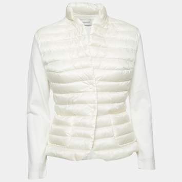 Pre Owned Moncler Cream Quilted Button Front Jacket M