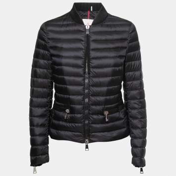 Pre Owned Moncler Black Nylon Zip-Up Quilted Jacket S