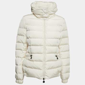 Pre Owned Moncler Cream Nylon Down Puffer Jacket L