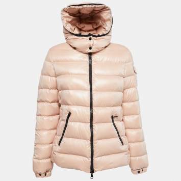 Pre Owned Moncler Light Pink Quilted Nylon Hooded Down Jacket M