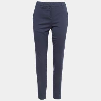 Pre Owned Moncler Navy Blue Wool Blend Formal Trousers M