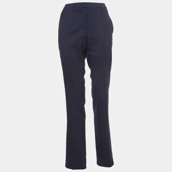 Pre Owned Moncler Navy Blue Wool Blend Formal Trousers L
