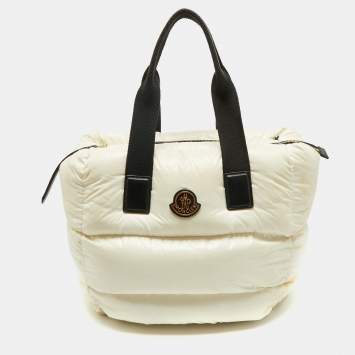 Pre Owned Moncler White Nylon Water-Repellent Caradoc Tote