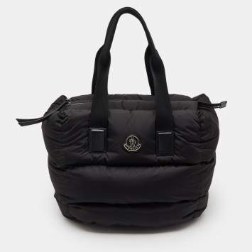 Pre Owned Moncler Black Padded Nylon Caradoc Water-Repellent Tote