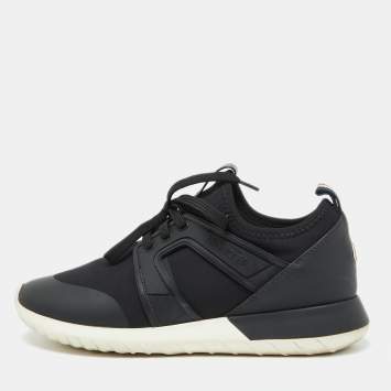 Moncler Black Neoprene and Rubber Emilien Lace Up Sneakers Size 38