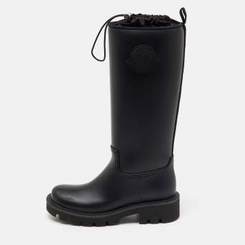 Moncler Black Rubber Kickstream High Rain Boots Size 37