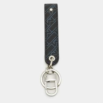 مملوكة مسبقًا Montblanc Sartorial Loop Key Fob Black/Blue M_Gram Coated Canvas