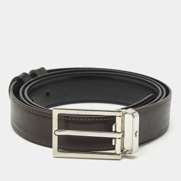 مملوكة مسبقًا Montblanc Rectangular Buckle Reversible Belt Black/Brown Leather