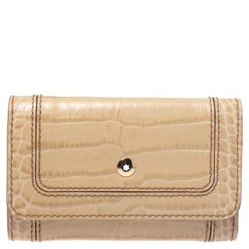 Pre Owned Montblanc Beige Croc Embossed Leather Key Holder