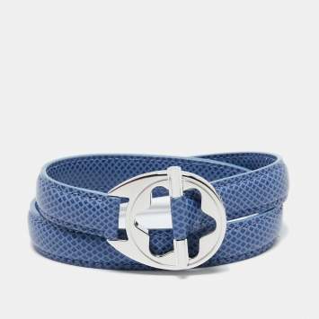 Pre Owned Montblanc Hold Me Tight Blue Leather Sterling Silver Bracelet