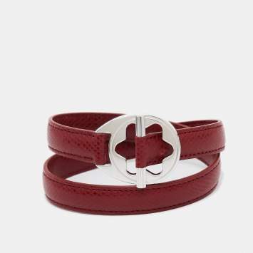 Pre Owned Mont Blanc Hold Me Tight Leather Sterling Silver Bracelet