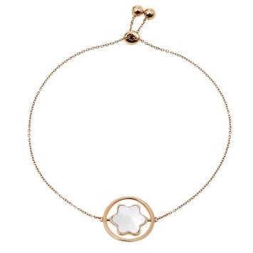 Pre Owned Montblanc Star Signet Mother of Pearl 18K Rose Gold Bracelet