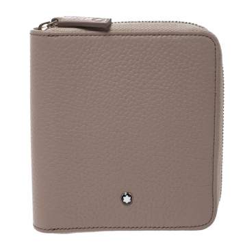 Pre Owned Montblanc Beige Leather Meisterstuck 4CC Zip Around Wallet