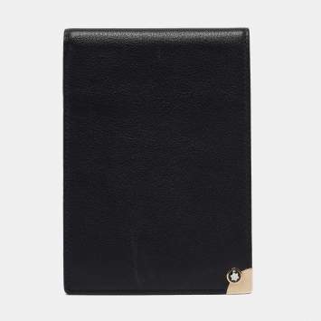 Pre Owned Montblanc Black Leather Meisterstuck Mini Bifold Agenda Cover