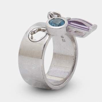Pre Owned Montblanc Boheme Amethyst Blue Topaz Sterling Silver Ring Size 53
