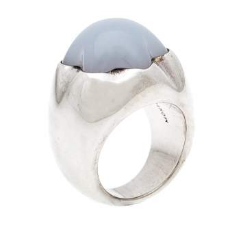 Pre Owned Montblanc Star Grande Dame Chalcedony Silver Cocktail Ring Size 54