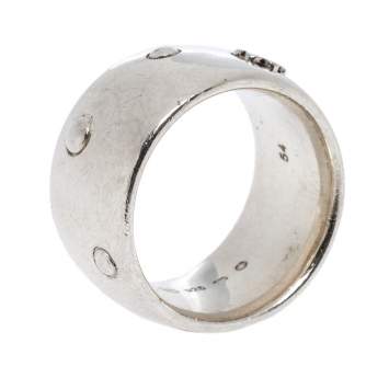 Pre Owned Montblanc Sterling Silver Embracing Star Wide Band Ring Size EU 54
