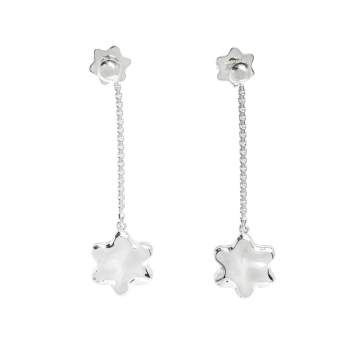 Pre Owned Montblanc Star Mother of Pearl Silver Dangle Earrings