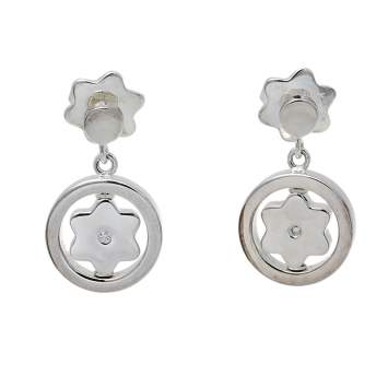 Pre Owned Montblanc Star Signet Sterling Silver Diamond Drop Earrings