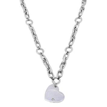 Pre Owned Montblanc Heart Diamond Sterling Silver Charm Necklace