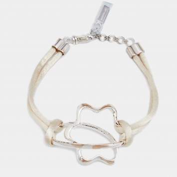 Pre Owned Montblanc Star Signature Silver White Cord Bracelet